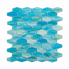 High-end Modern Style Long Hexagon Blue Swimming Pool Mosaics